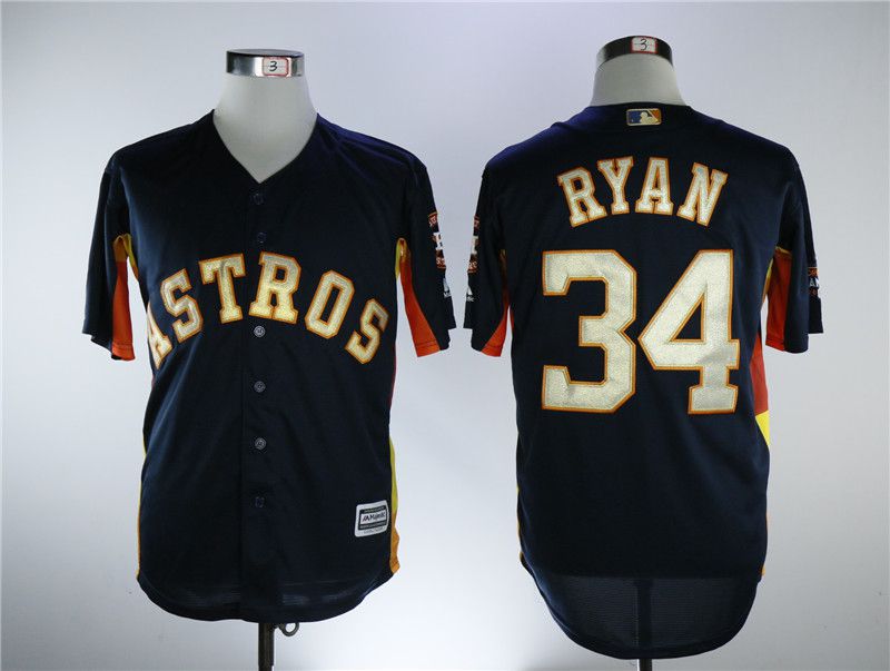 Men Houston Astros 34 Ryan Blue Game Champion Edition MLB Jerseys